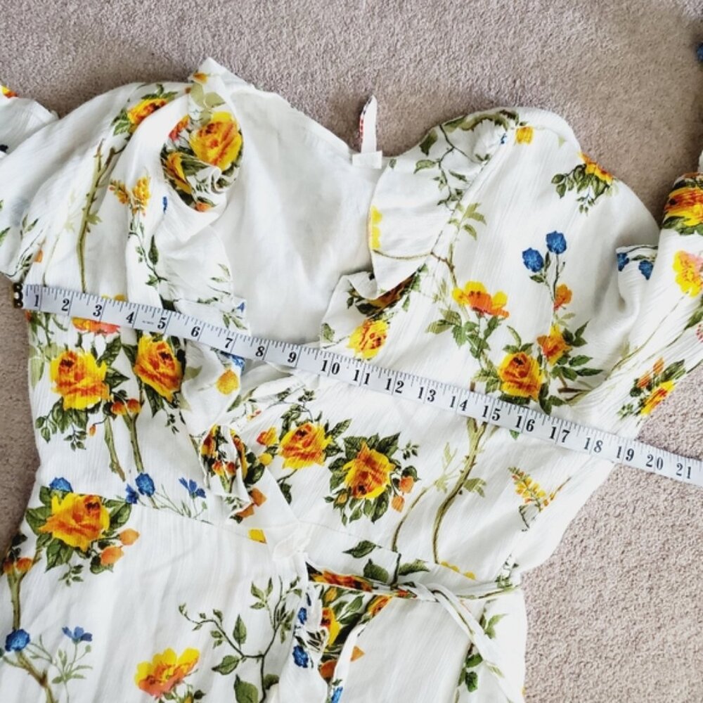 Anthropologie Raga Boho Floral Cottage Fairy Ruffle Feminine Beach Wrap Dress M - Picture 7 of 10